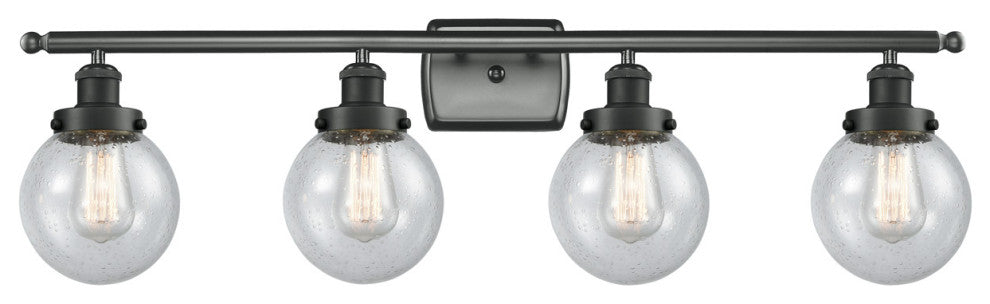 INNOVATIONS LIGHTING 916-4W-BK-G204-6-LED Beacon 3 Light Bath Vanity Light