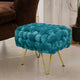 Velvet Pouf Stool Ottoman, Storm Blue, 27''x20''x20''