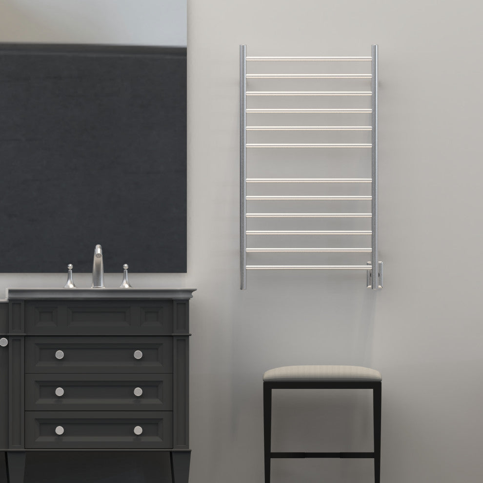 Amba Radiant Large Hardwired Straight Heated Towel Rack, Brushed