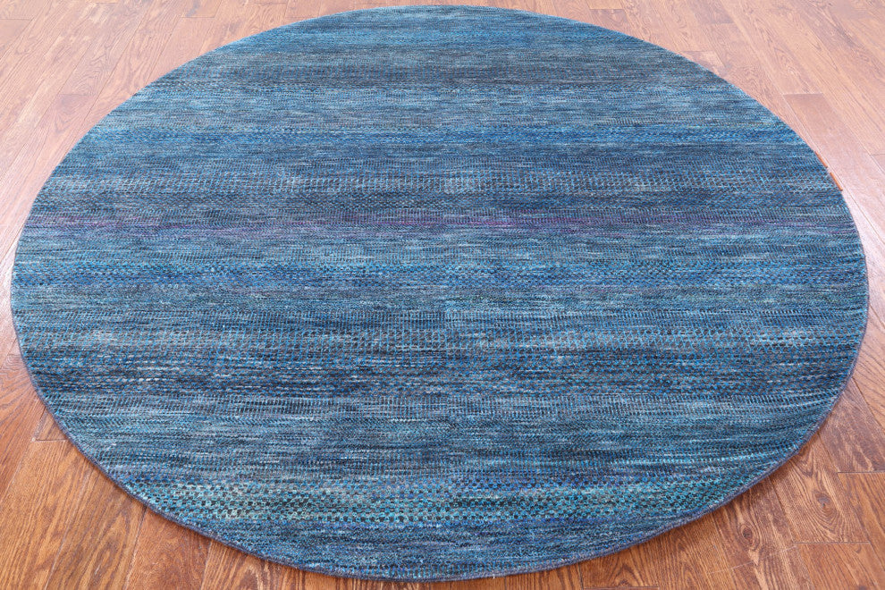 7' Round Wool and Silk Hand-Knotted Super Savannah Gabbeh Rug Q6875