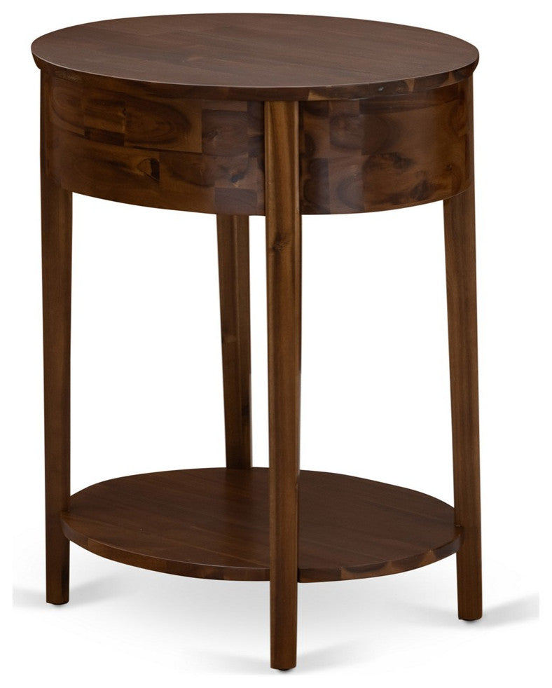 Wooden Nightstand, 1 Wooden Drawer, Stable, Sturdy Constructed Antique Walnut