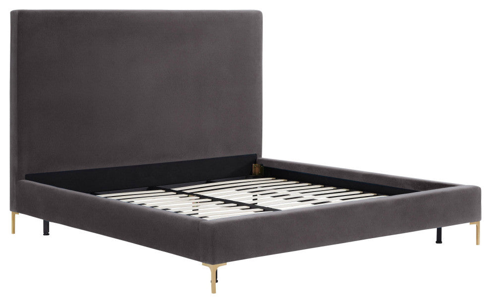 TOV Furniture Delilah Grey Velvet Bed in Queen