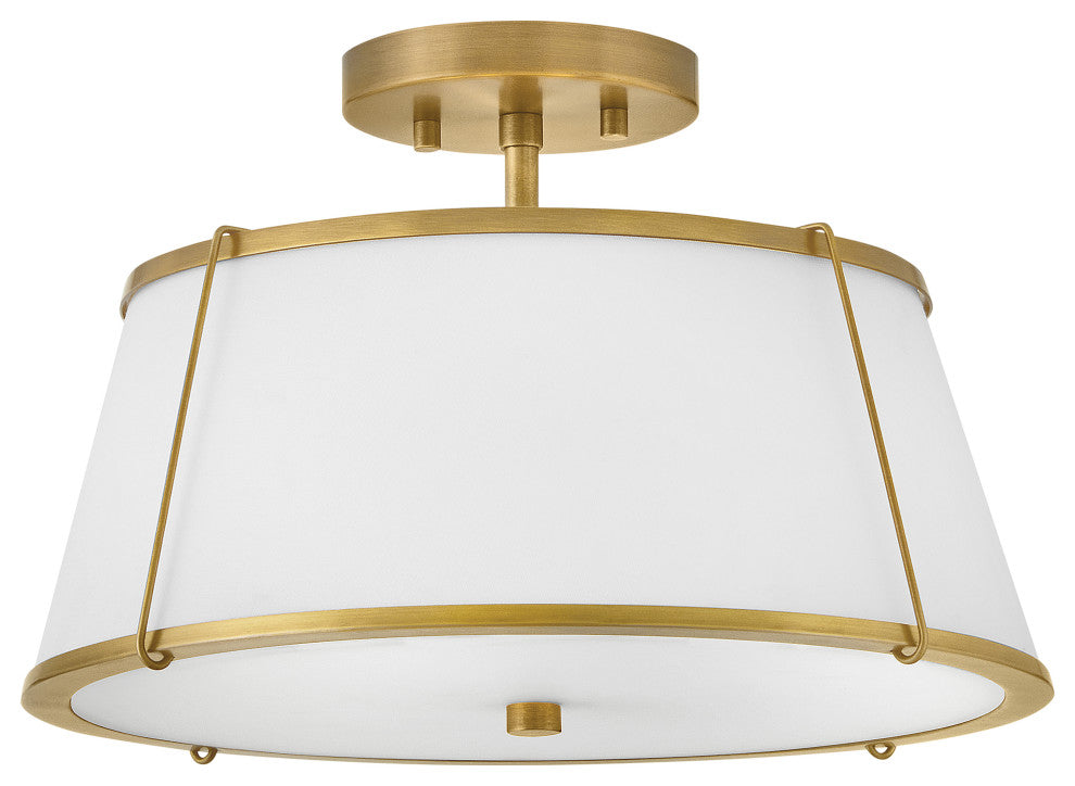 Hinkley Clarke Medium Semi-Flush Mount, Lacquered Dark Brass