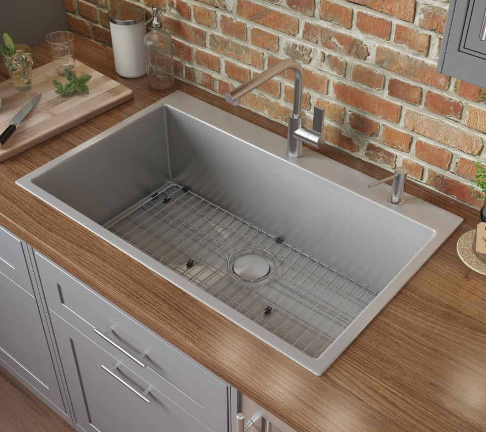 Ruvati RVH8005 33 x 22 Drop-in Tight Radius 16 Gauge Topmount Kitchen Sink