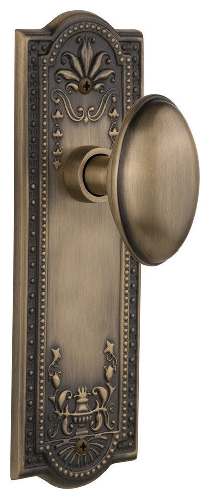 Single Meadows Plate With Homestead Knob, Antique Brass