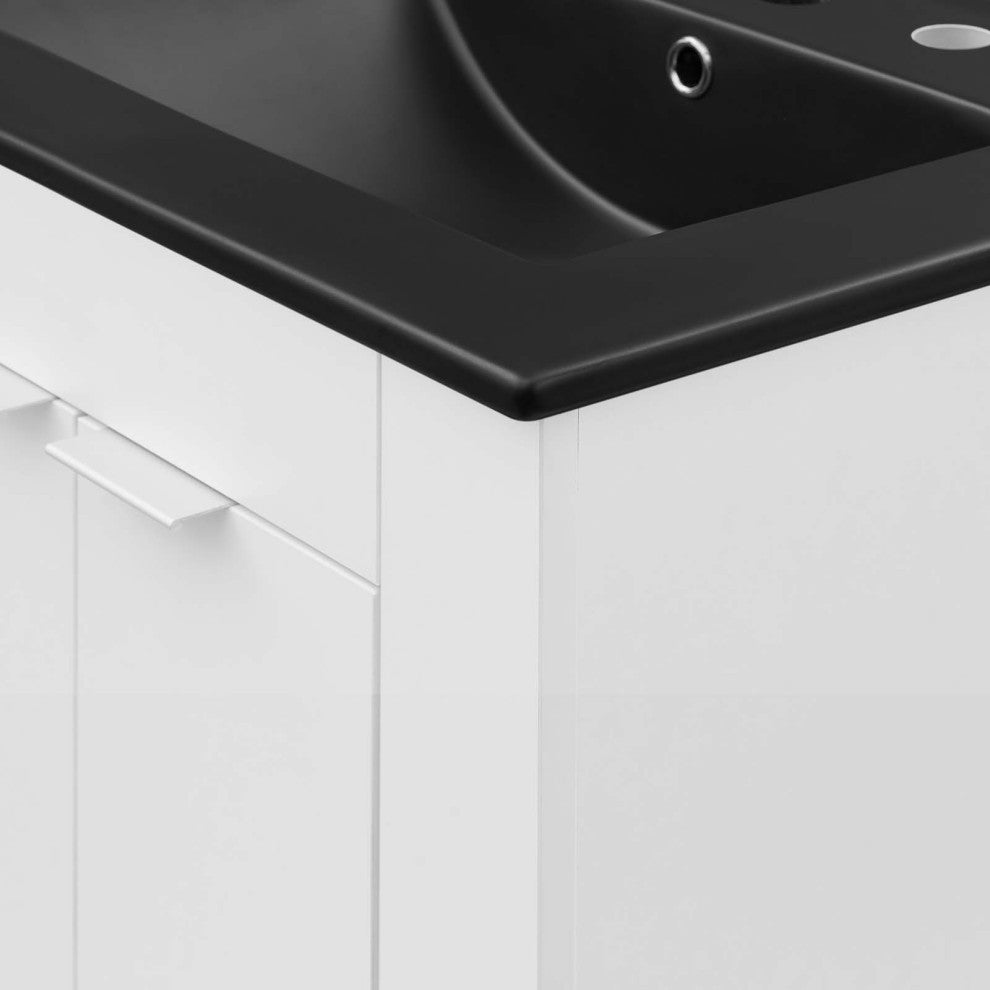 Sink Vanity Cabinet, Melamine, White Black, Modern, Hotel Bedroom Bathroom