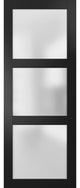 Slab Barn Door Panel Frosted Glass 30 x 80, Lucia 2552 Matte Black