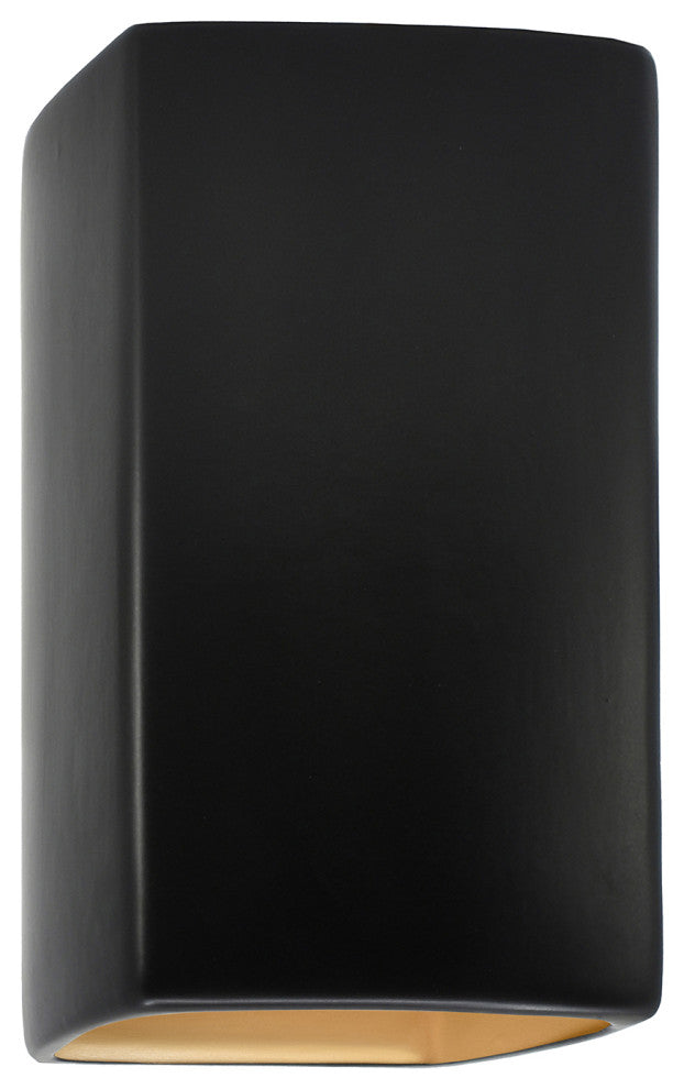 Ambiance Large Rectangle Wall Sconce, Closed, Carbon Black, Gold, LED
