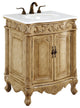 27" Single Bathroom Vanity, Antique Beige With ivory white engineered marble, Antique Beige, Ivory White Engineered Marble Top