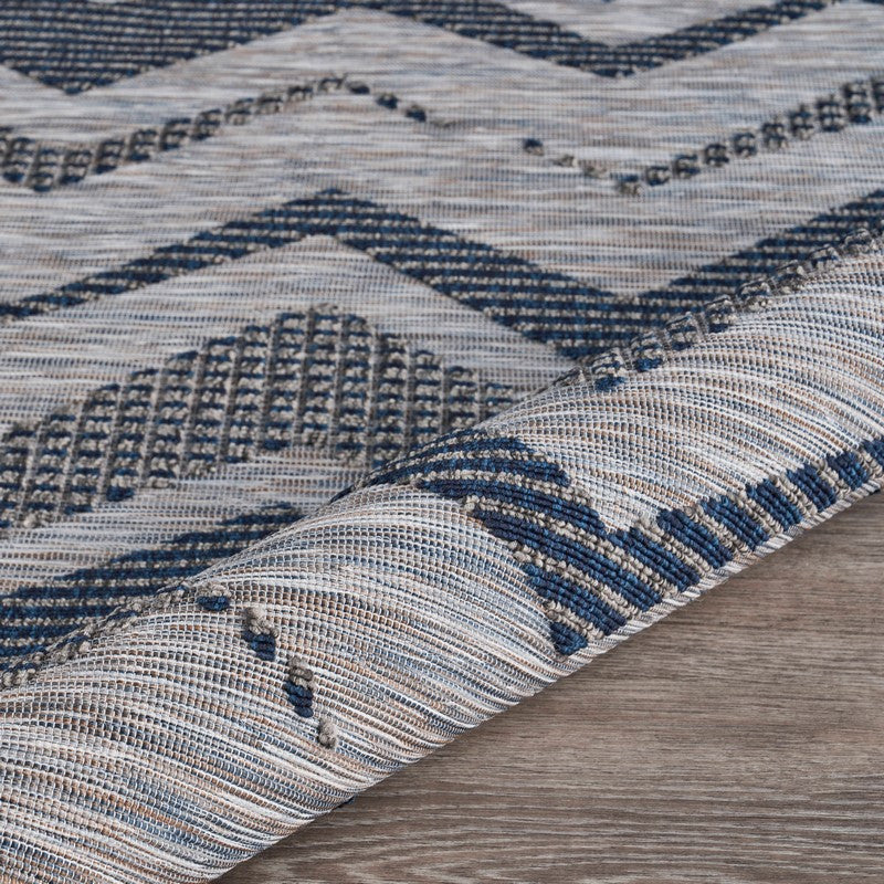 5" x 7" Navy Zig Zag Indoor Outdoor Area Rug