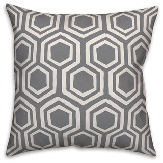 Gray and White Honeycomb 20x20 Throw Pillow Cover