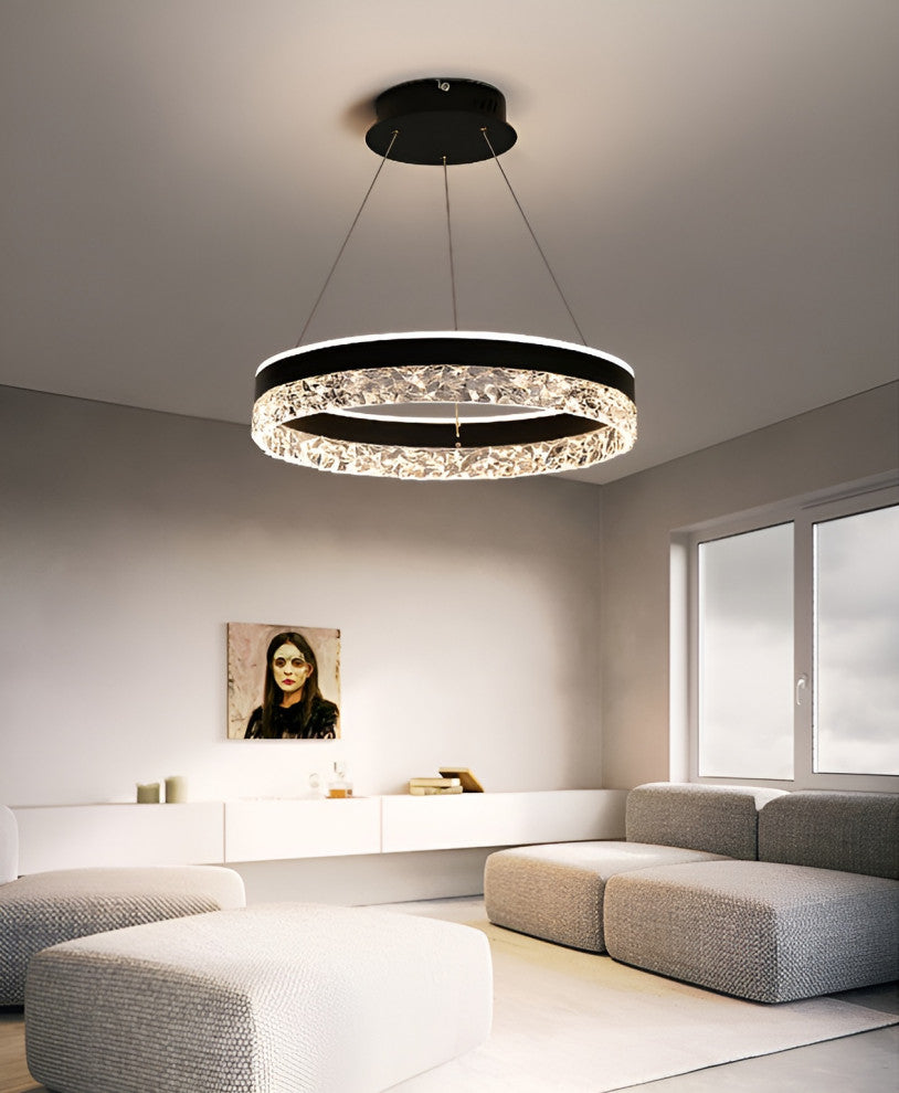 Chatel-Saint-Denis | Crystal Chandelier in the Shape of Ring, Black, Remote Dimming