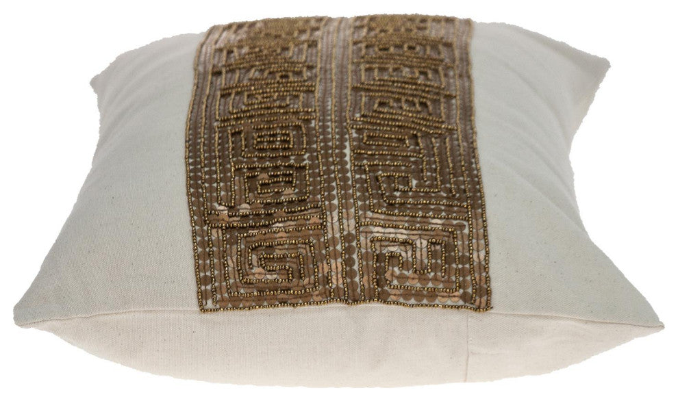 Parkland Collection Misty Beige Throw Pillow, Rectangle, Beige/Bronze