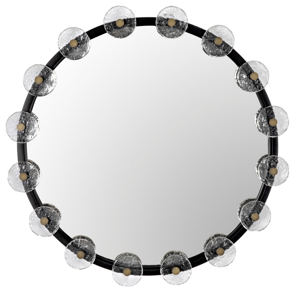 Moira Mirror With Glass Details, Black Metal
