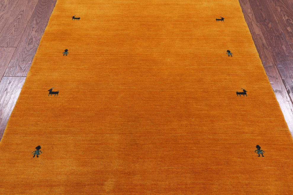 4' 0" X 6' 0" Persian Gabbeh Hand-Knotted Wool Rug - Q15135