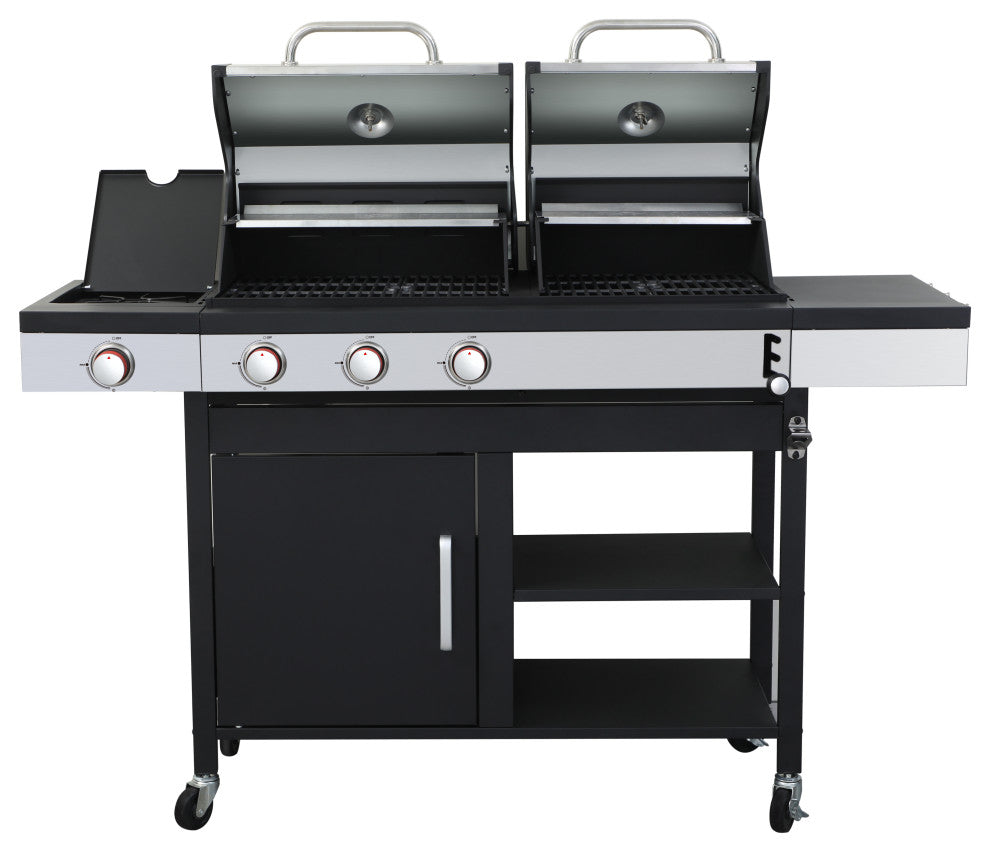 GDF Studio 3 Burner Propane Gas Outdoor Versatile BBQ Grill With Charcoal Grill