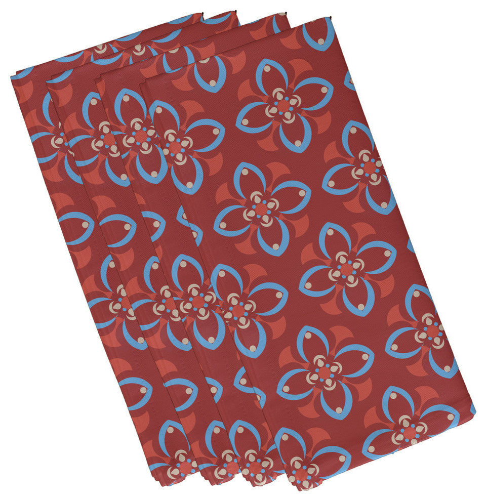 Trumpet Flower Geometric Print Napkin, Burnt, Set of 4