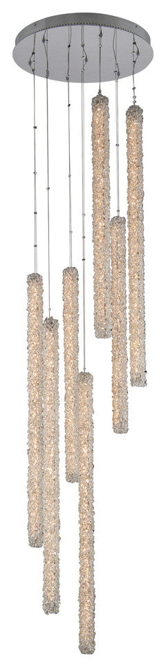 Allegri Lina 24" LED Foyer Pendant, Polished Chrome With Firenze Crystal