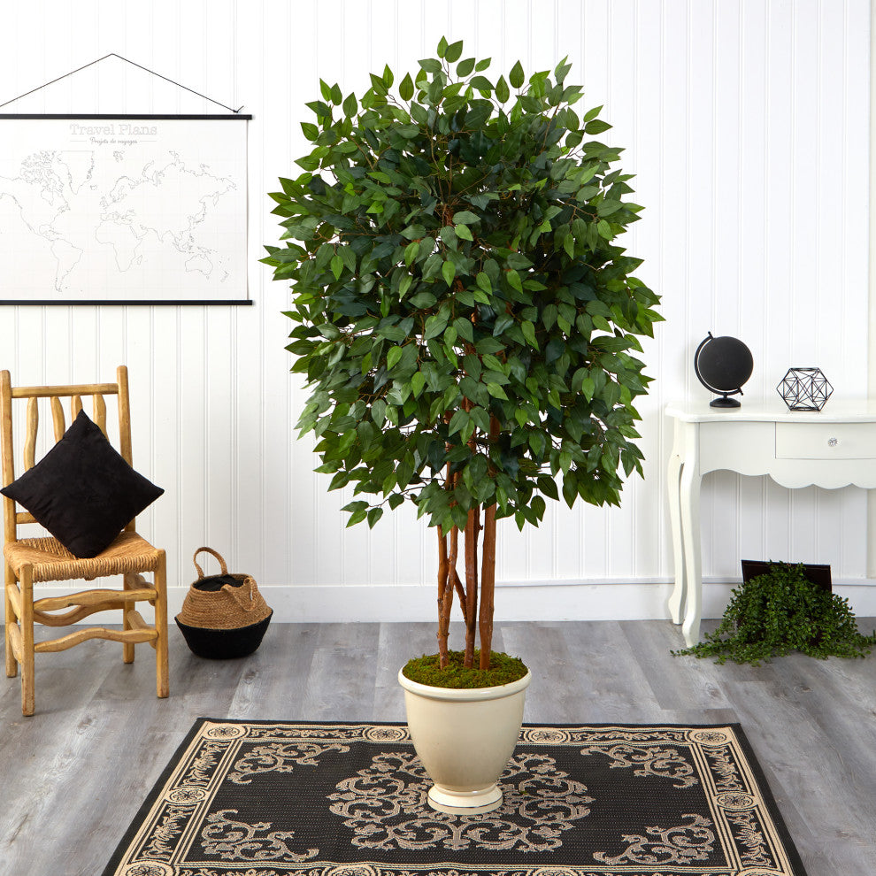 5.5' Super Deluxe Ficus Artificial Tree, Decorative Urn