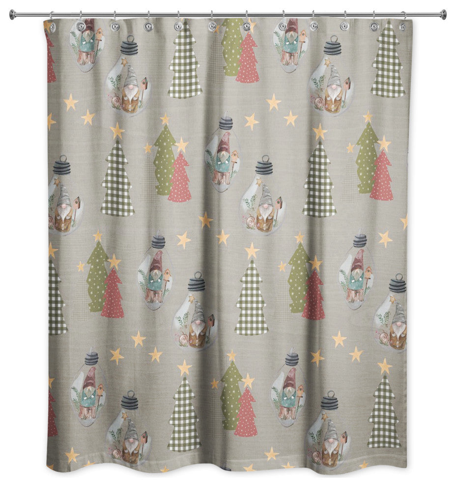 Gray Tree and Globe Pattern 71x74 Shower Curtain