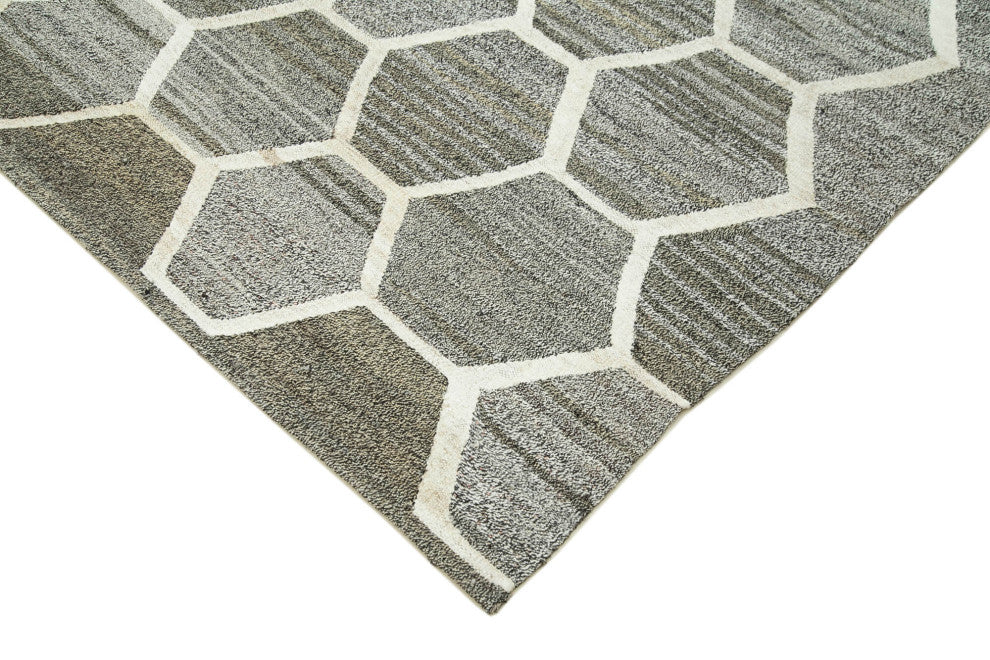 Rug N Carpet - Handmade Turkish 8' 3'' x 9' 11'' Modern Design Wool Kilim Rug
