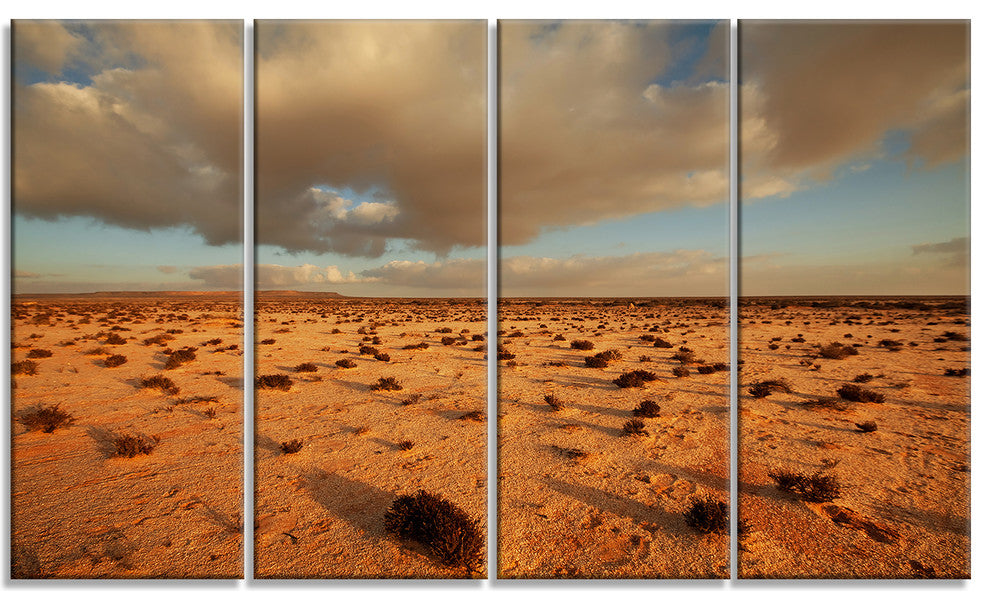 Desert in Western Sahara, Landscape Canvas Art Print, 48"x28", 4 Panels