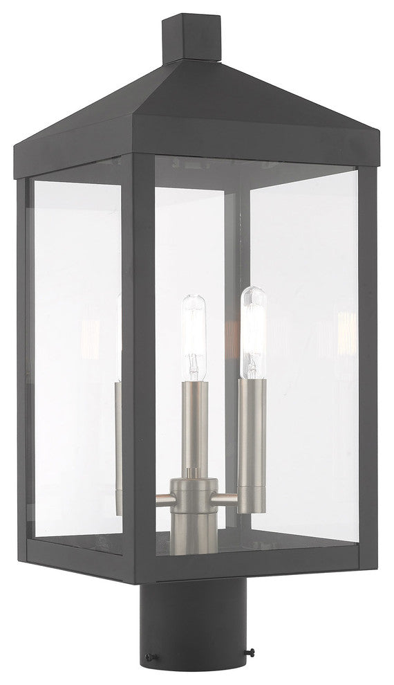 Livex Lighting Scandinavian Gray 3-Light Outdoor Post Top Lantern