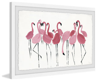 "Flamingo Squad" Framed Painting Print, 30"x20"