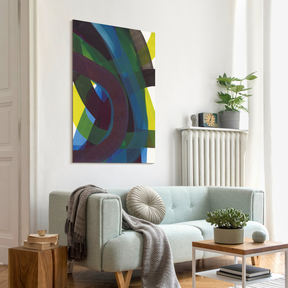 "Pigment Play II" Frameless Free Floating Tempered Glass Panel Graphic Wall Art