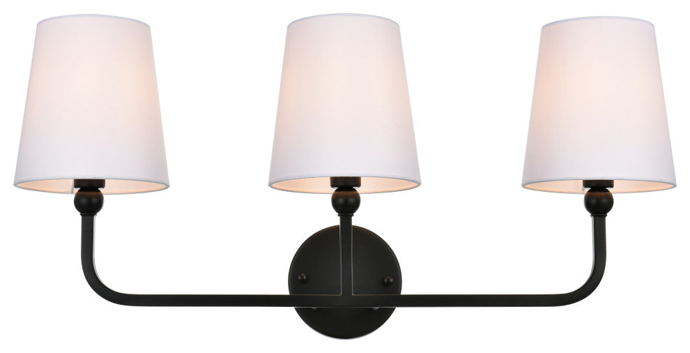 3 Light Black And Clear Bath Sconce