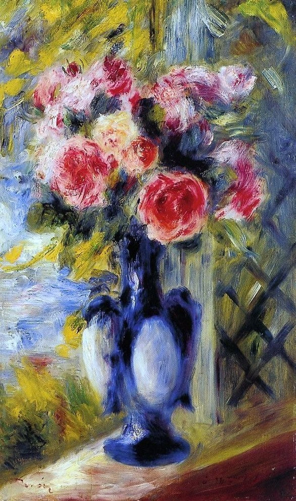 Pierre Auguste Renoir Bouquet of Roses in a Blue Vase Wall Decal