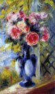 Pierre Auguste Renoir Bouquet of Roses in a Blue Vase Wall Decal