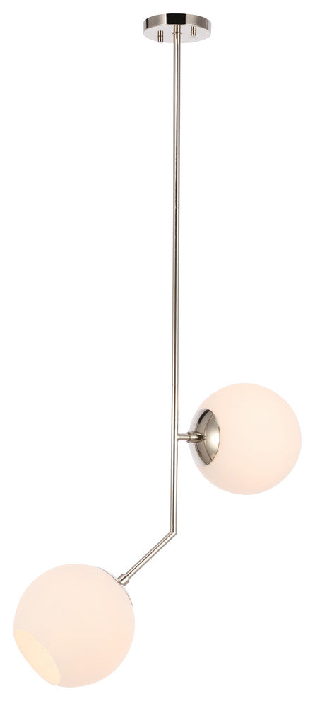 Chrome Finish And Frosted White Glass 2-Light Pendant