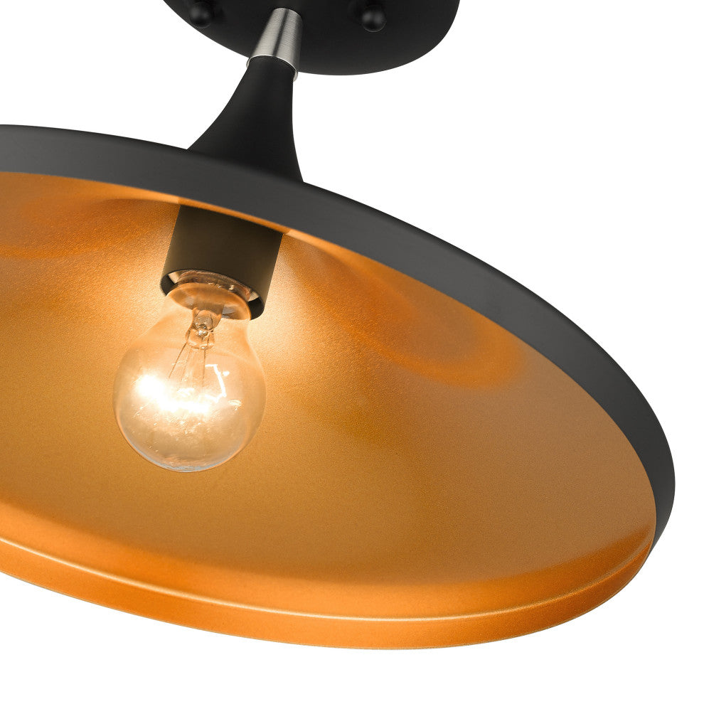 Livex Lighting Waldorf 1-Light Black Semi-Flush With Brushed Nickel Accents