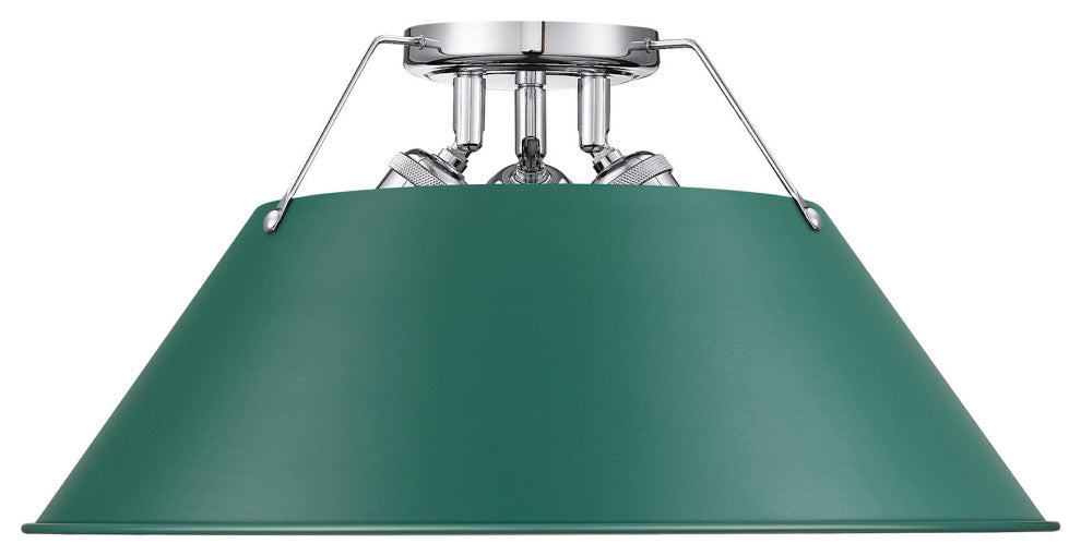 Golden Lighting 3306-3FM CH Orwell 3 Light 19"W Semi-Flush - Chrome / Pine