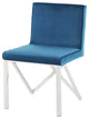 Talbot Armless Dining Chair, Armless Modern Side Chair, Blue Velour Fabric
