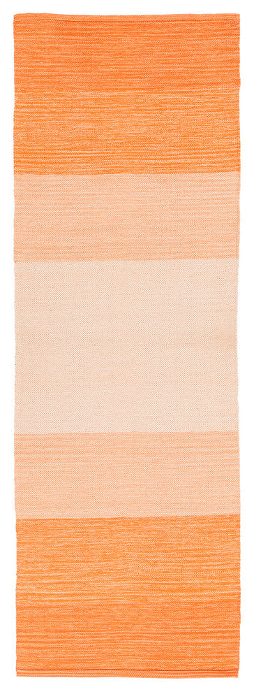 India Contemporary Area Rug, Orange and Cream, 2'6x7'6 Runner