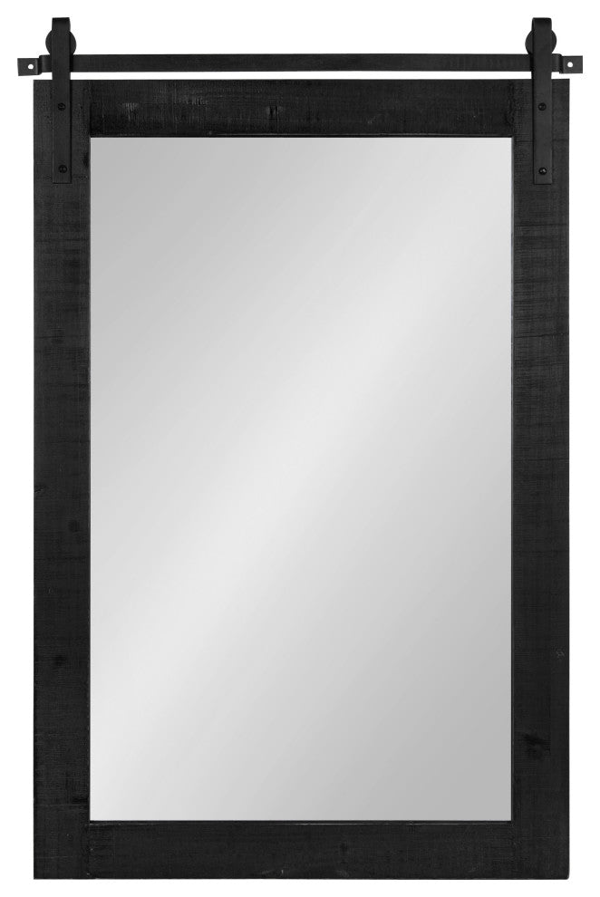 Cates Rustic Wall Mirror, Black 24x38