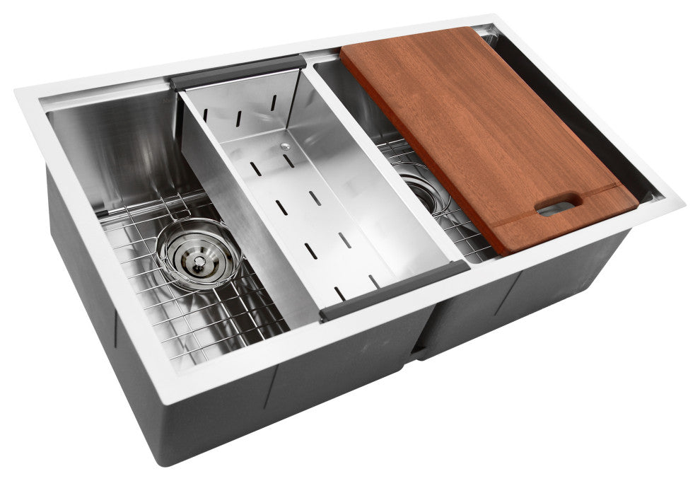 Nantucket Sinks SR-PS-3219-DE-16 Double Prep Station Stainless Steel Sink