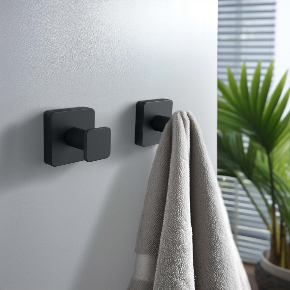 Blaze Bathroom Towel & Robe Hook, Matte Black
