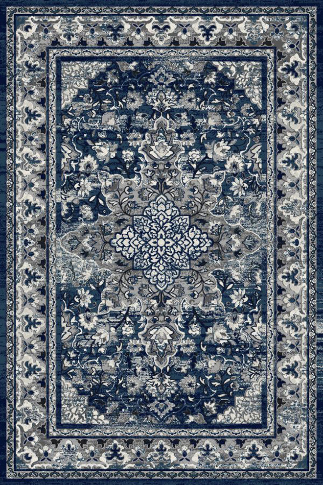 Kaleigh Updated Traditional Area Rug - Blue and Gray - 7' 10" X 9' 10"