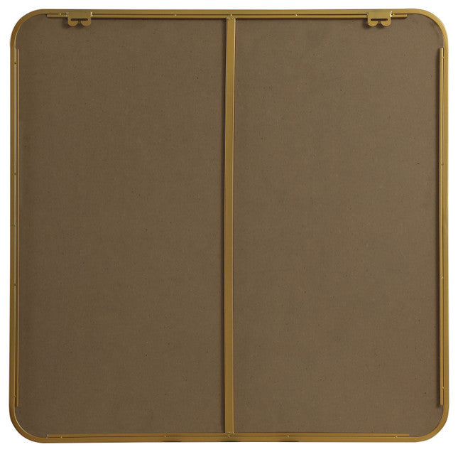Ellis Soft Corner Metal Square Mirror 30x30 Inch, Brass