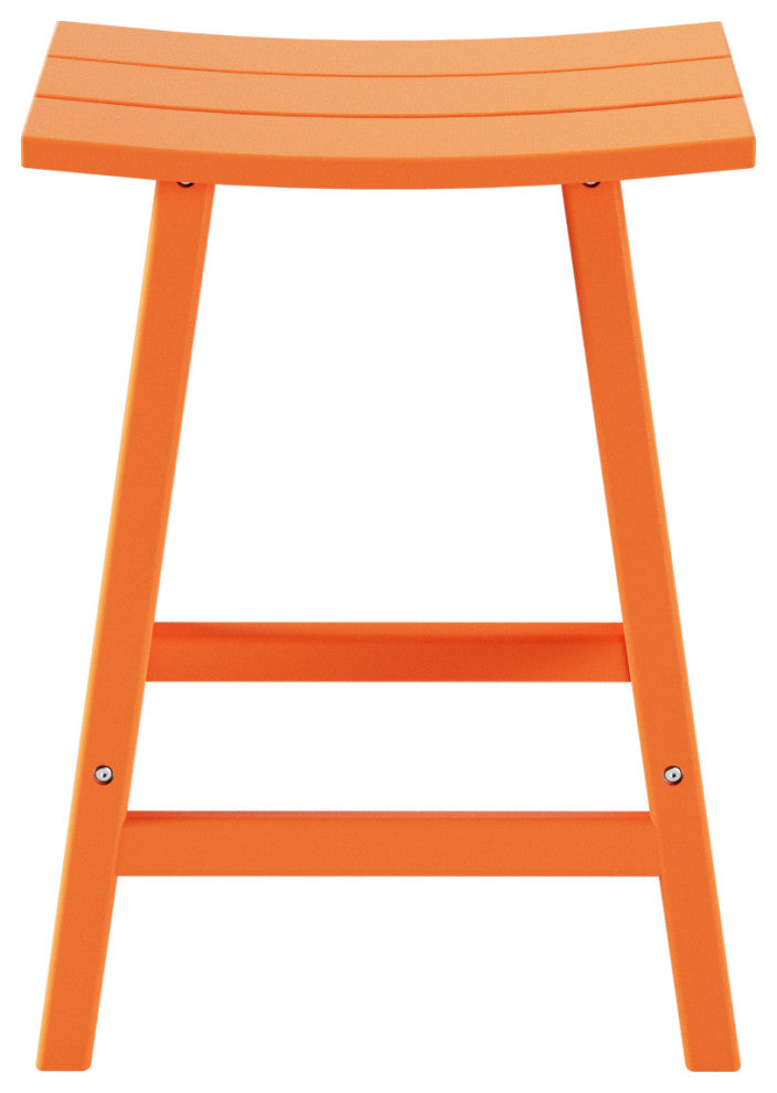WestinTrends 24" Outdoor Patio Adirondack Plastic Counter Stool, Saddle Seat, Orange
