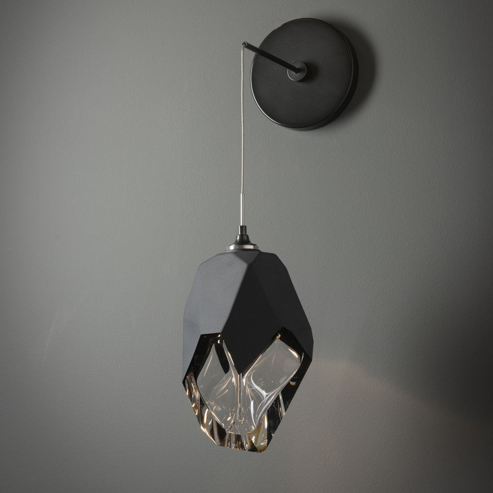 Chrysalis Large Low Voltage Sconce Ink Finish, Black Crystal