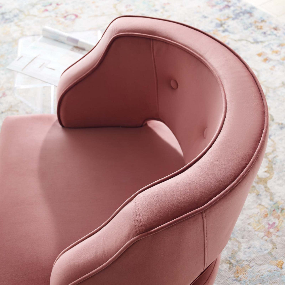 Modern Designer Lounge Accent Side Chair Armchair, Velvet Fabric, Pink