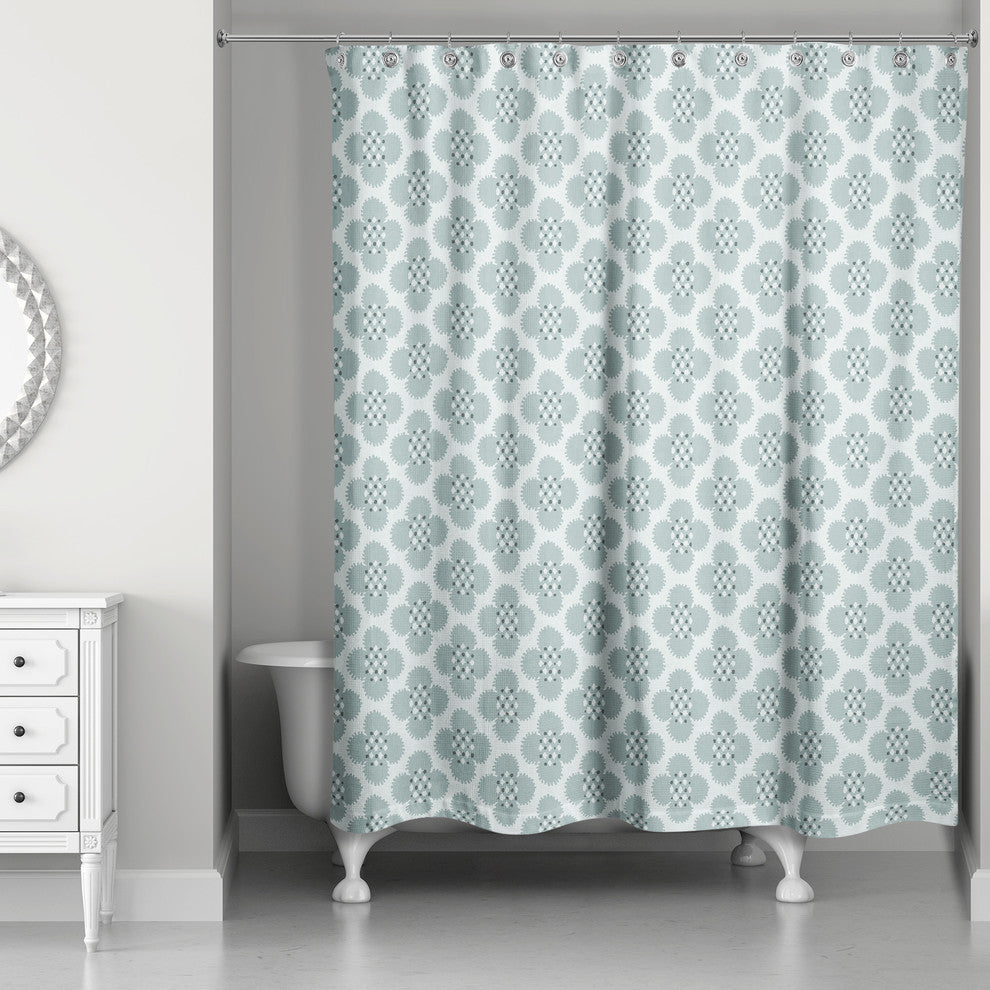 Blue Floral Pattern Shower Curtain