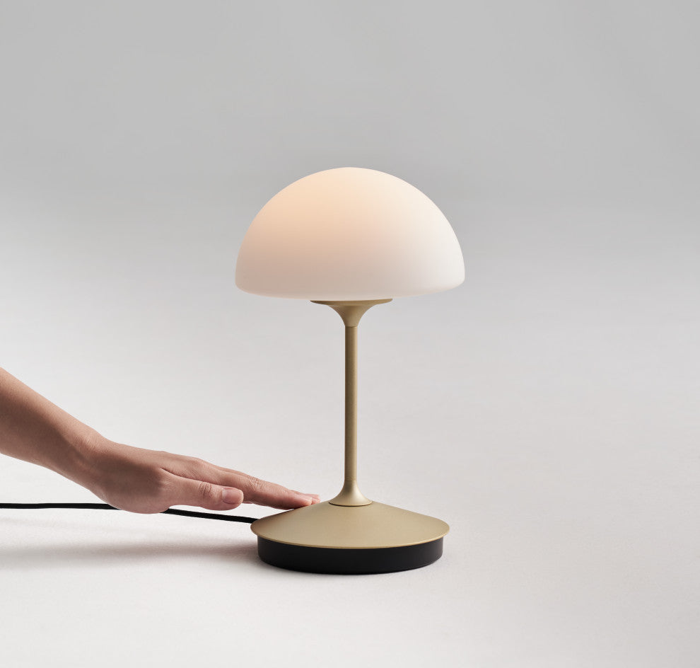 Pensee LED Table Lamp, Matt Opal Glass/ Champagne Gold