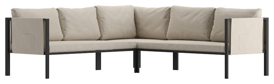 Lea Indoor/Outdoor Sectional With Cushions, Light Gray