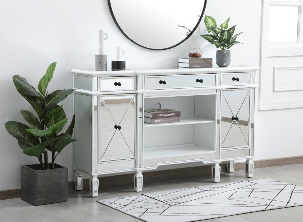 Calum 60" Mirrored Credenza, Antique White