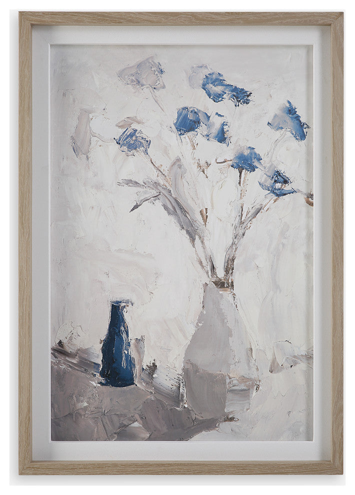 Blue Flowers In Vase Framed Print